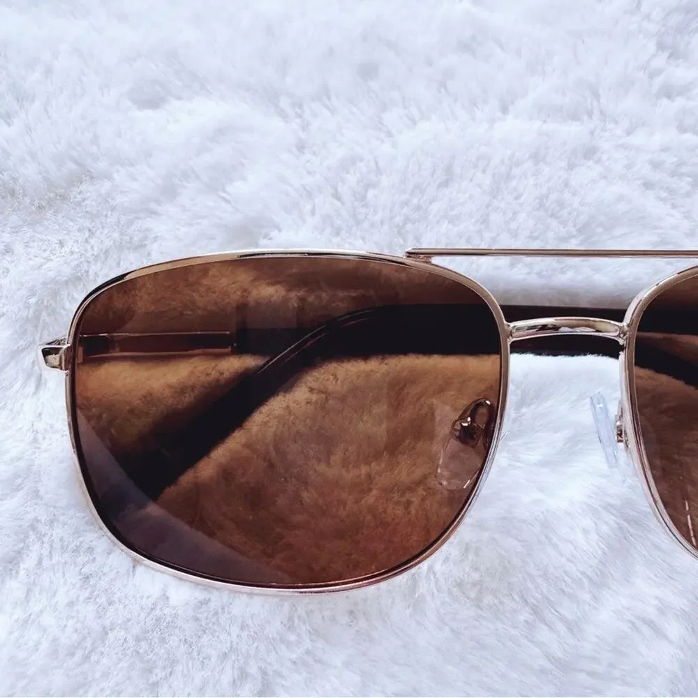 Troy Brown Rectangular Polarized Sunglasses